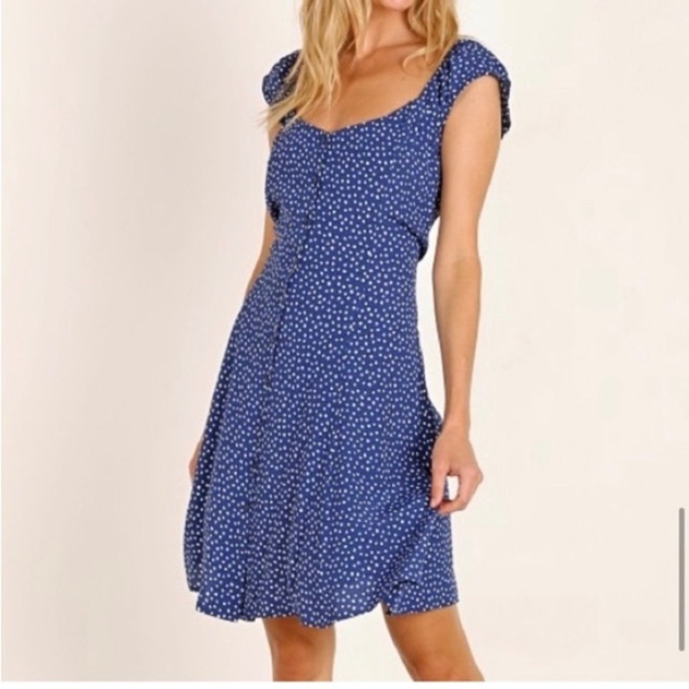 New Rolla’s Erin Mini Tulips Button Front Short Sleeves Fit Flare Dress - Picture 13 of 13